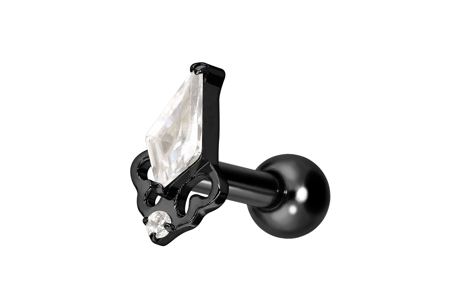 Titan Ohrpiercing mit Innengewinde KRISTALLSCHILD